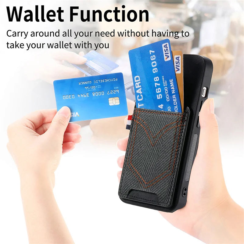 Magnet Case For Motorola Moto G Power Play Stylus 2024 4G 5G Edge 50 Ultra Pro Jeans Heavy Wallet Card Shockproof Cover Case
