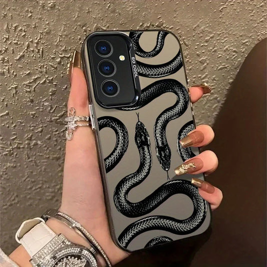For Samsung Galaxy S25 Ultra Case Samsung S24 S24Ultra S22 S23 FE S 25 Case IMD Black Long Snake Animal Pattern Hard Phone Cover