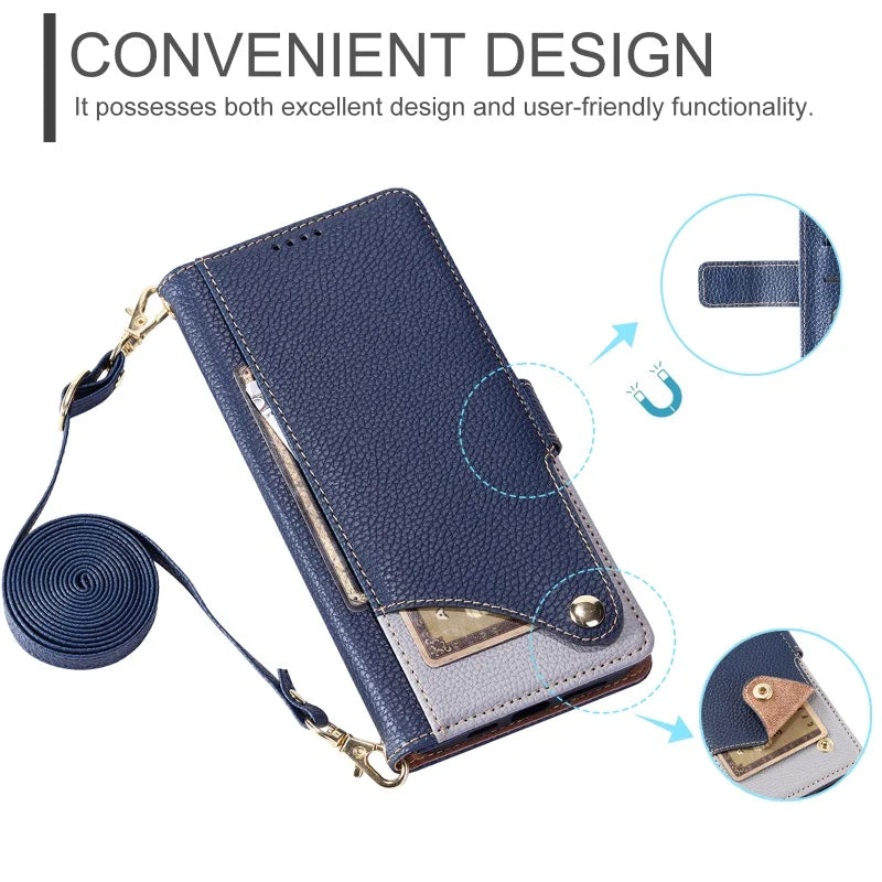 Crossbody Leather Wallet Phone Case for Google Pixel 11 Pro XL10A 10 9A 9 8 8A 7 7A Lanyard Cards Holder Funda Cover Hoesje Etui