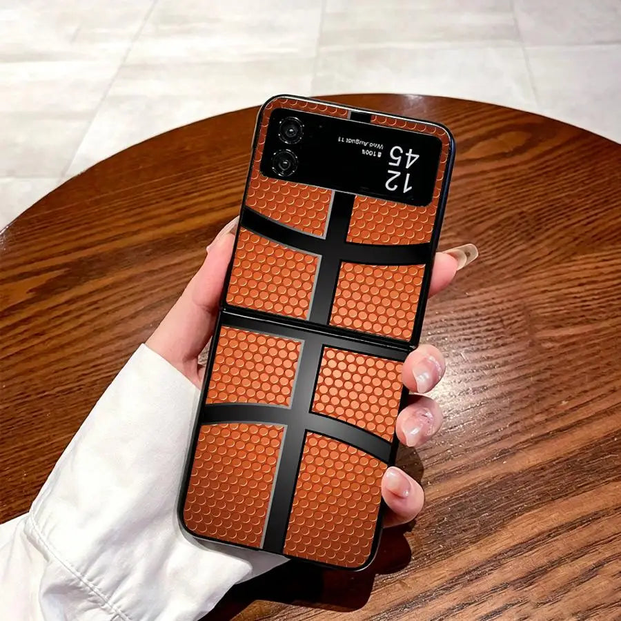 Basketball Texture Design Phone Cover Case for Samsung Galaxy Z Flip 7 6 5 4 3 Z Fold 7 6 5 4 3