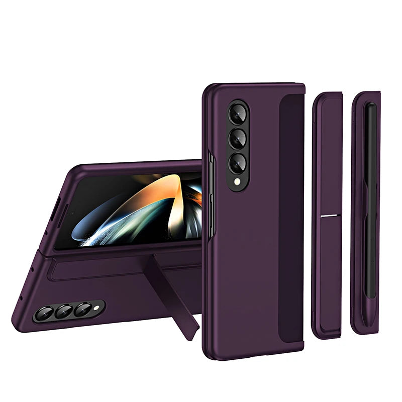 For Samsung Galaxy Z Fold6 Case With S Pen Stand Cover PC Full Protective Bracket Case With Touch Pen For Galaxy Z Fold 6 5 4 3