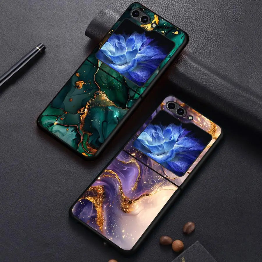 Marble Case for Samsung Galaxy Z Flip 7 6 5 4 3 Flip3 Flip5 Flip7 FE Flip4 Flip6 Back Phone Cover Funda