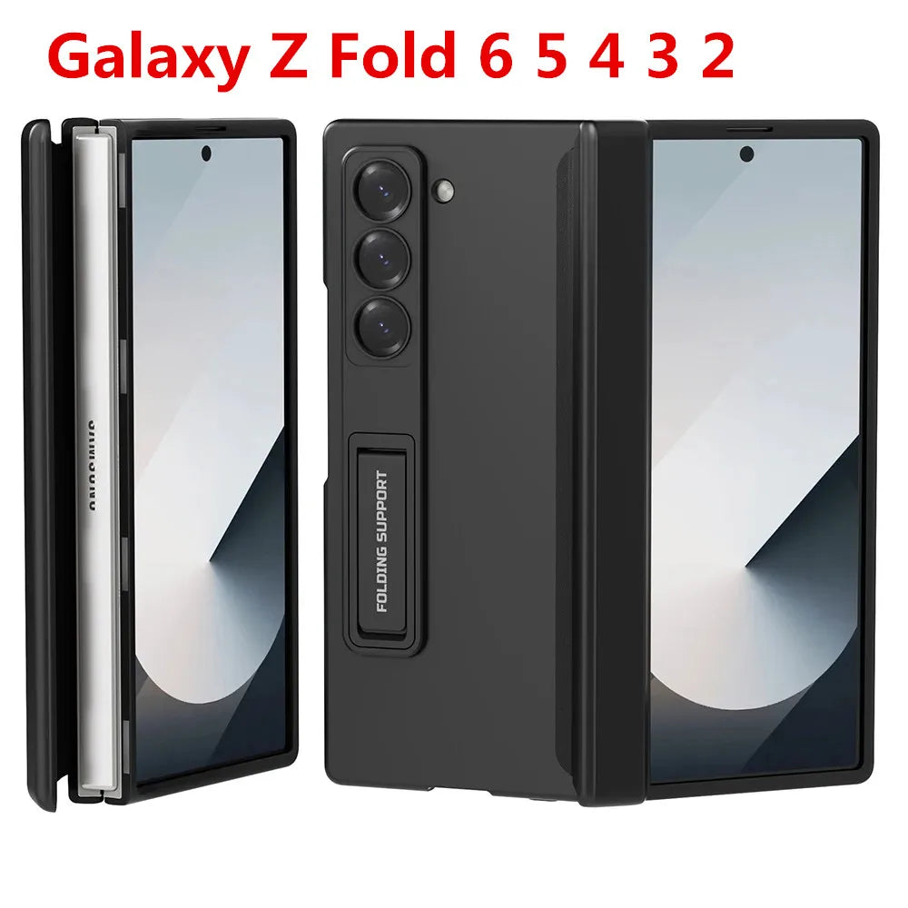 GKK Magnetic Hinge Armor Holder Case For Samsung Galaxy Z Fold 7 6 5 4 3 Stand Matte Hard PC Cover For Samsung Z Fold 6 5 Case