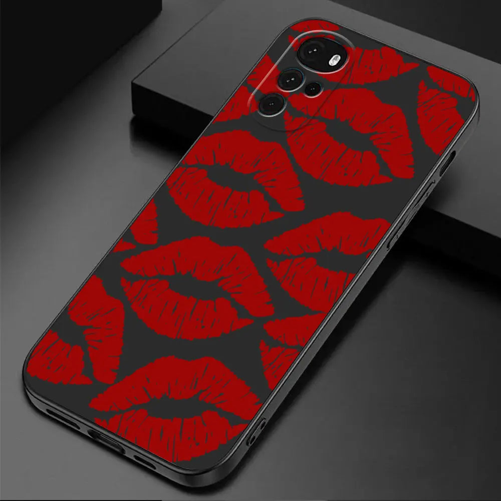 TPU Soft Phone Case for Motorola Moto G50 G32 G52 G53 G30 G60 G71 G72 G22 G51 G31 G73 G60s Sexy Girl Red Black Lips Kiss Cover