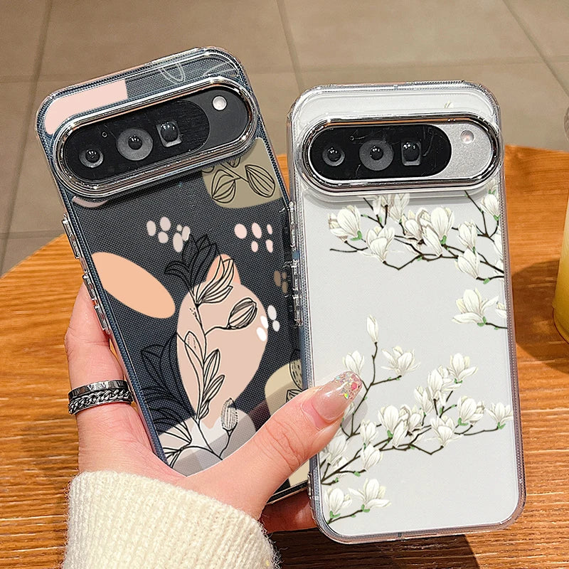 Colorful Floral Pattern Clear Phone Case For Google Pixel 10 9 8 7 Pro Pixel 9 10 Pro XL 7A 8A 9A Shockproof Soft TPU Back Cover