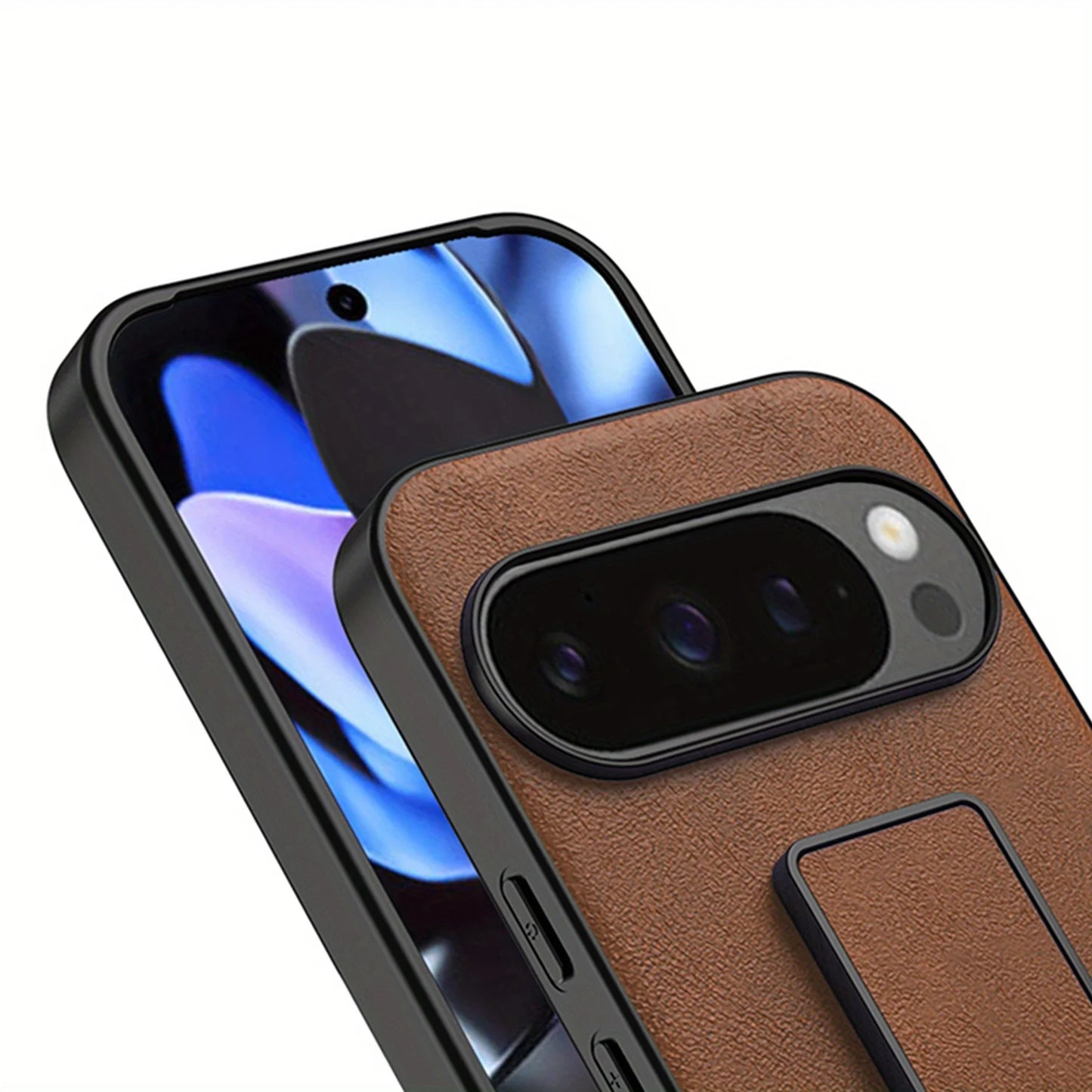 For Google Pixel 10 ProXL Case Luxury Leather Electroplating Wristband Stand Cover For Google Pixel 9A 9 Pro XL Shockproof Funda