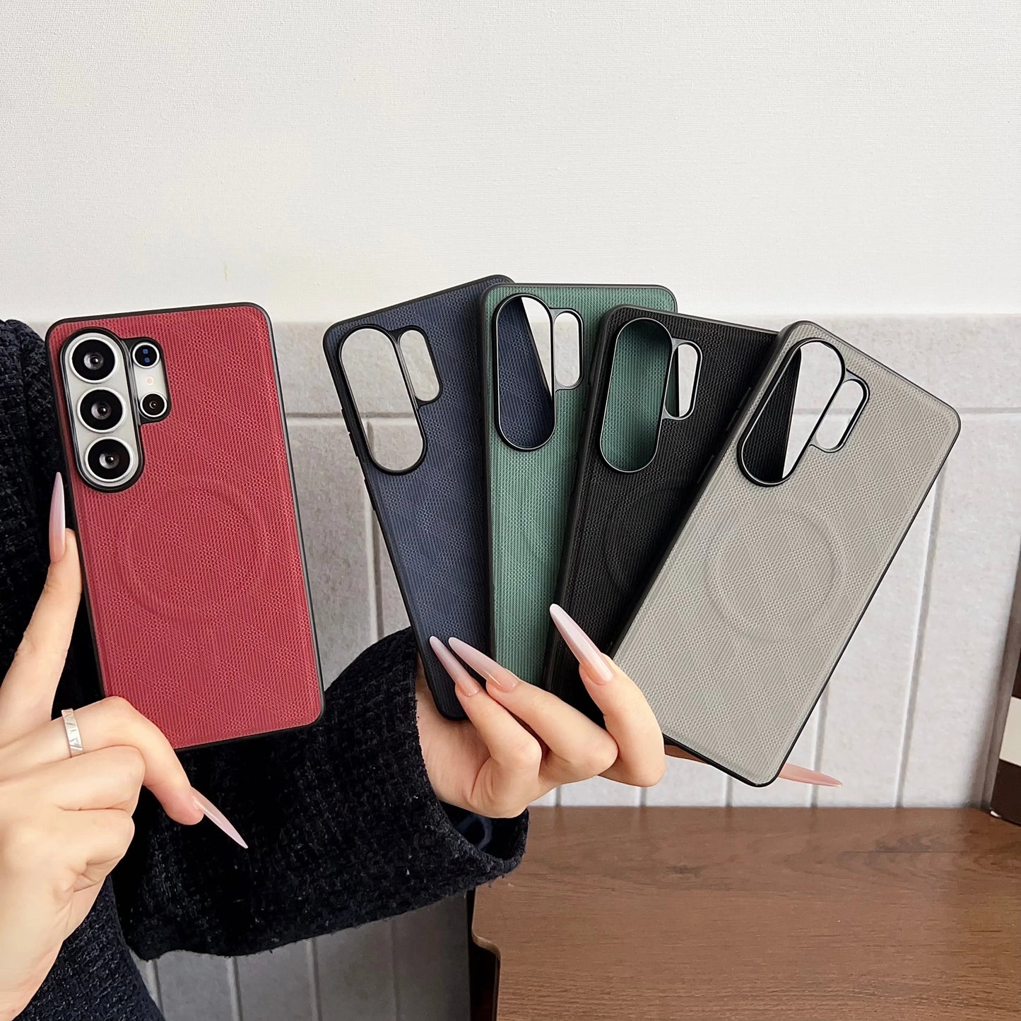 Business Leather Pattern Shockproof Case for Samsung Galaxy S26 Ultra Plus S26+ A57 A37 A17 Magnetic Wireless Charging Cover
