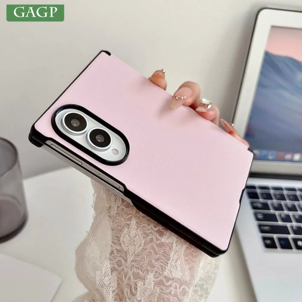 Morandi Color PU Leather Magnetic Case for Samsung Galaxy Z Fold 8 Ultra 7 6 5 4 for Magsafe Dual-axis Hinge Bumper Matte Cover