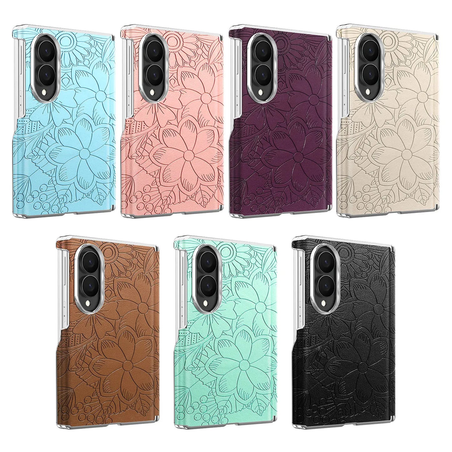‌Fashionable Magnetic Embossed Leather Case for Samsung Z Fold 8 Wide Shockproof for Magsafe Central Axis Protection‌ Slim Cover