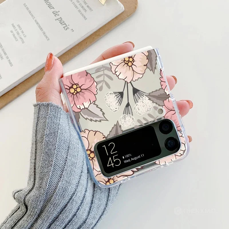 Oil Painting Retro Flower Clear Case For Motorola Razr 60 50 40 Ultra 2022 Razr60 Razr50 Ultra Hard Phone Cover New Design Funda