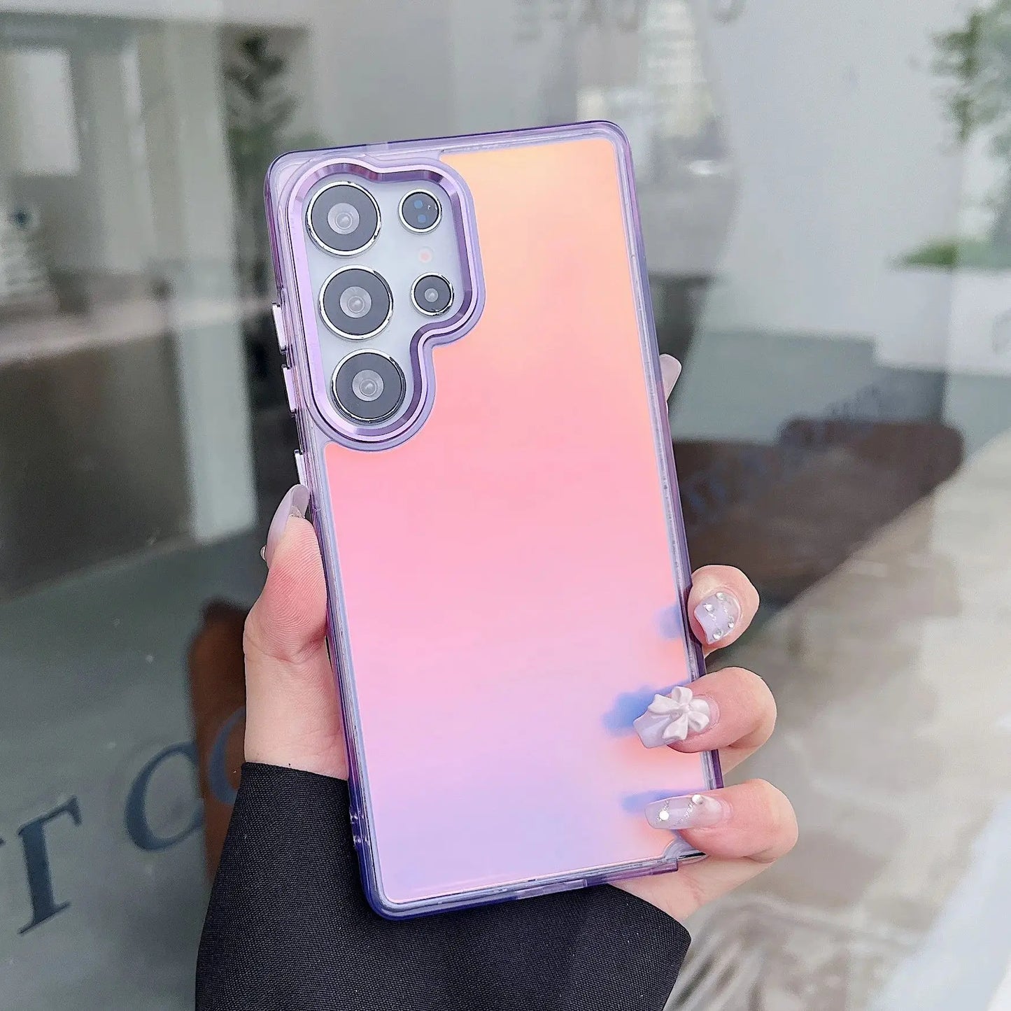 Laser Gradient Matte Shockproof Case For Samsung S26 S25 Edge S24 S23 Ultra Plus FE A17 A07 A56 A36 A26 A16 Anti-Scratch Cover