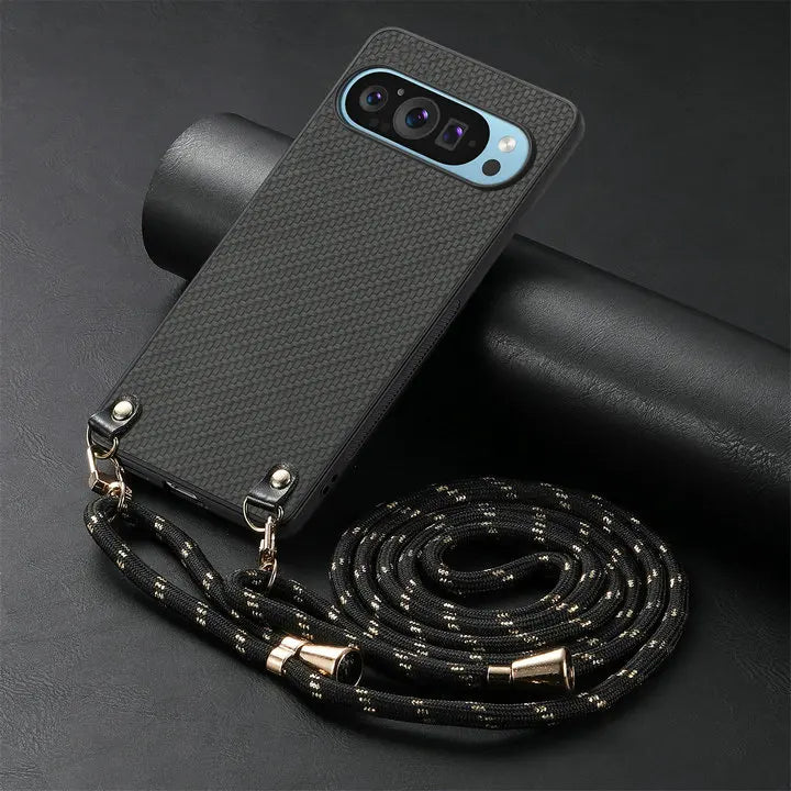 Luxury Case For Google Pixel 11 Pro XL 5G Crossbody Strap Armor Leather Back Etui Pixel 11 Pro Shockproof Funda