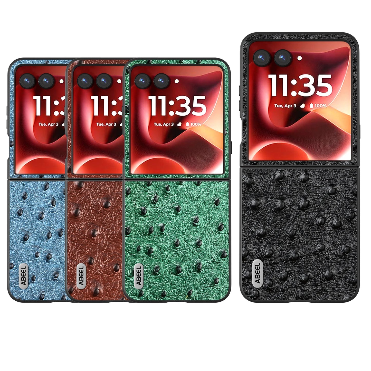 For Motorola Moto Razr 60 Ultra 50 40 Case Real Leather Skin Phone Protective Hard Shell Ostrich Pattern Back Cover