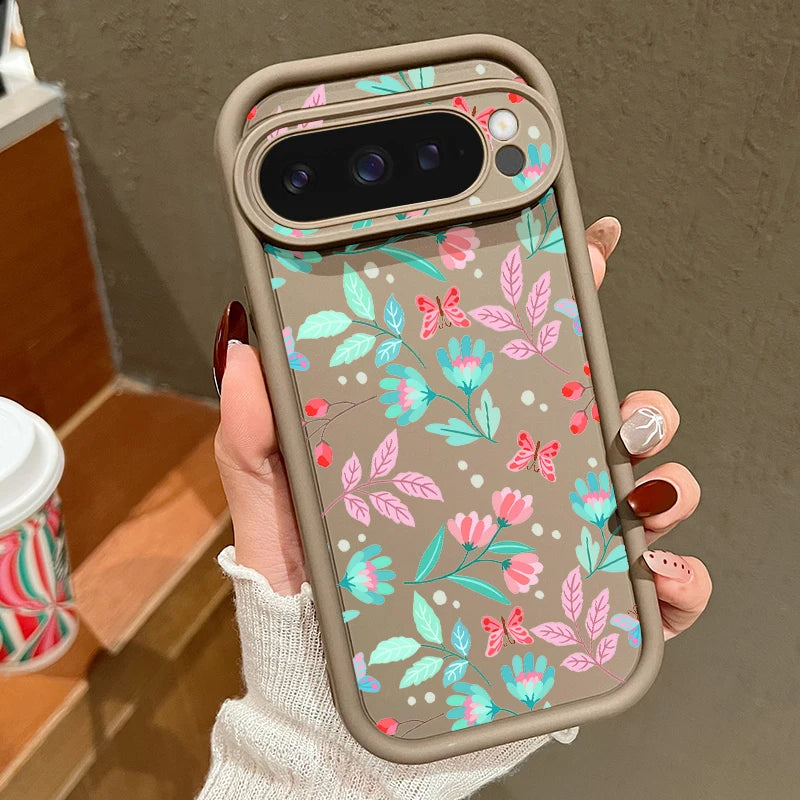 Shockproof Colorful Flower Soft TPU Case For Google Pixel 8 Pro 8A 7A Pixel 9 Pro XL Solid Color Phone Cover For Pixel 8 9 7 Pro