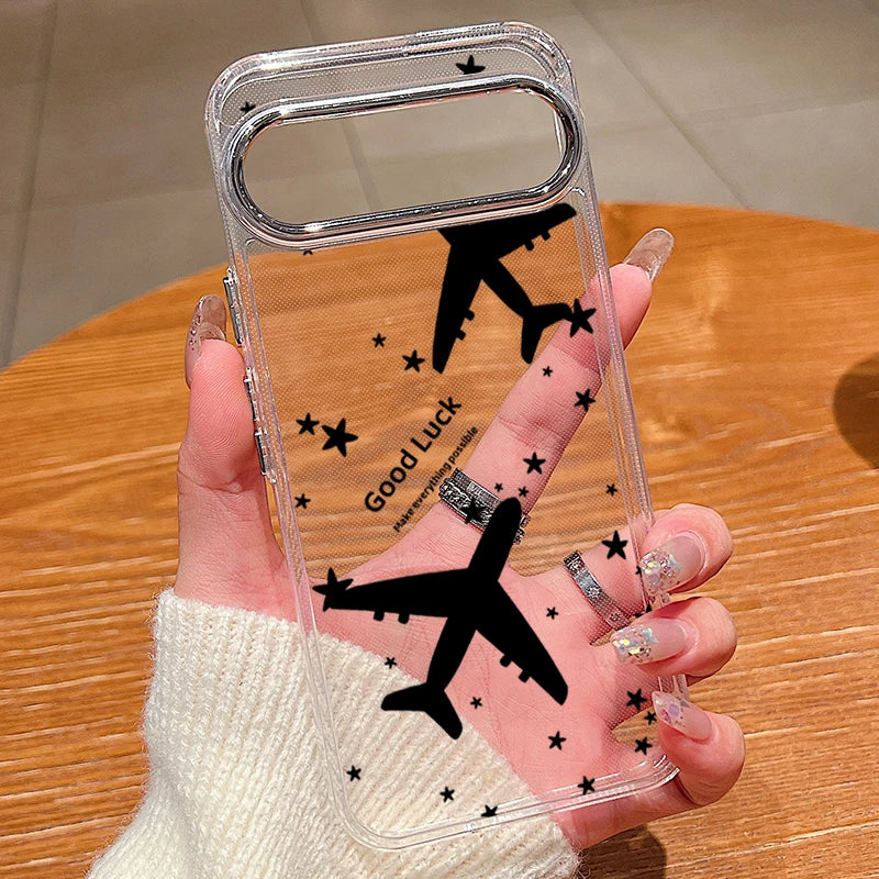 Travel Route Map Pattern Clear Phone Case For Google Pixel 10 9 8 Pro Pixel 9 10 Pro XL 7A 8A 9A Shockproof Soft TPU Back Cover