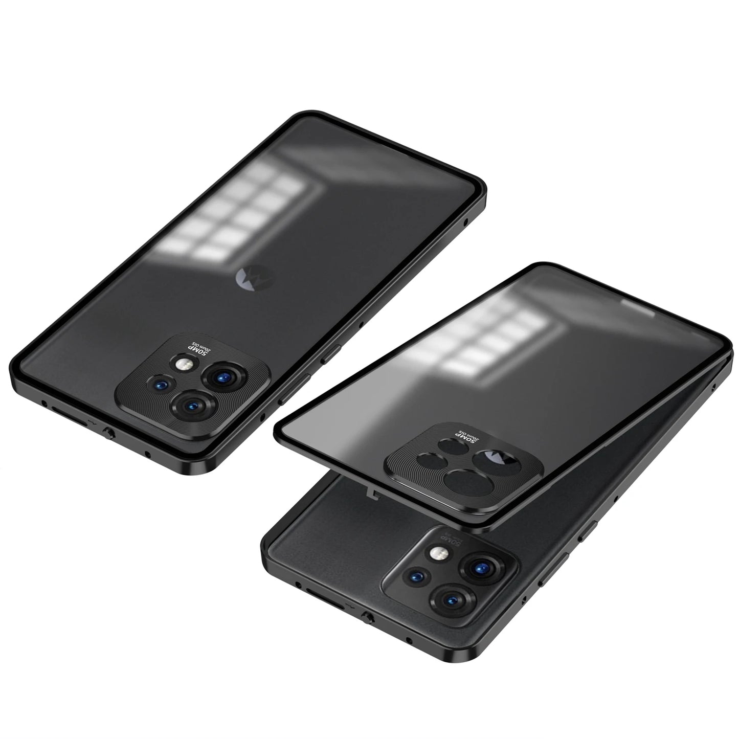 Metal Phone Case Elastic lock buckle For MOTO Edge 40 Pro 50 Ultra Plus 2023 Single sided Matte Clear Back Protect Cover cases