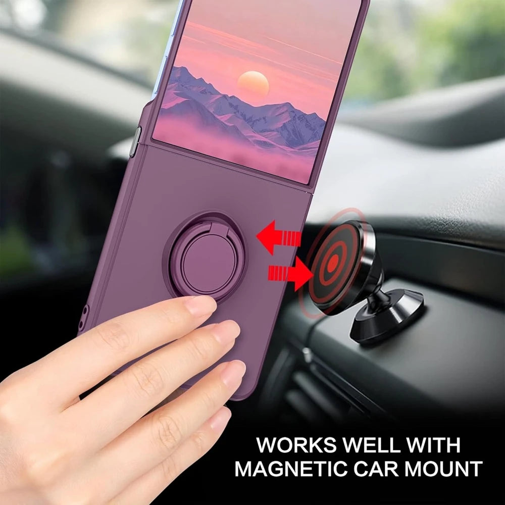 Luxury Liquid Silicone Stand Ring Holder Phone Cases for Samsung Galaxy Z Flip 7 6 5 4 3 7 FE Cute Soft Shockproof Case Cover