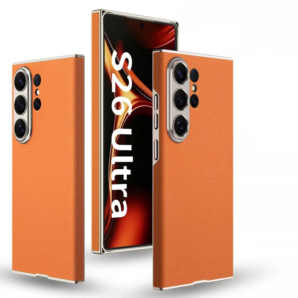 For Samsung Galaxy S26 Ultra Leather Curved Case Skin Friendly Matte Business Shockproof Cover For Samsung Galaxy S25 S26Ultra