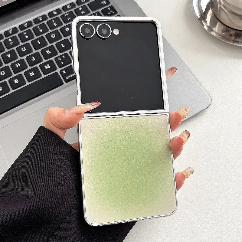 Stylish Color Collision Glossy Case For Samsung Galaxy Z Flip 3 4 5 6 7 5G ZFlip7 FE Flip6 5G Gradient Color Back Cover Funda