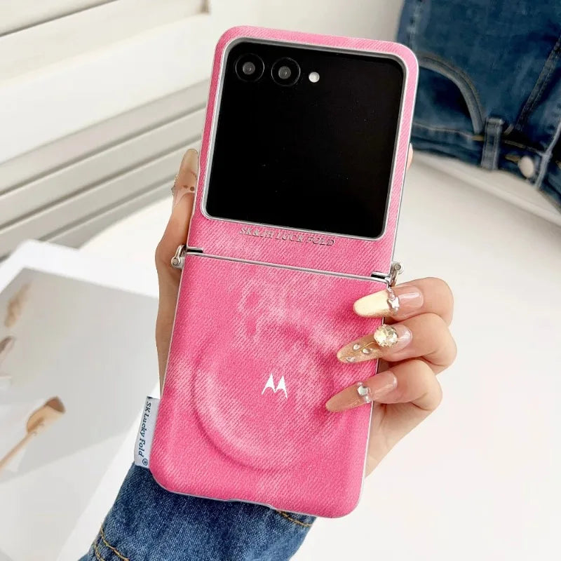 Fashion Denim Fabric Texture Flip Case For Motorola Razr 70 Ultra 60 50 Ultra 2026 2025 2024 Magnetic Shockproof Protector Cover