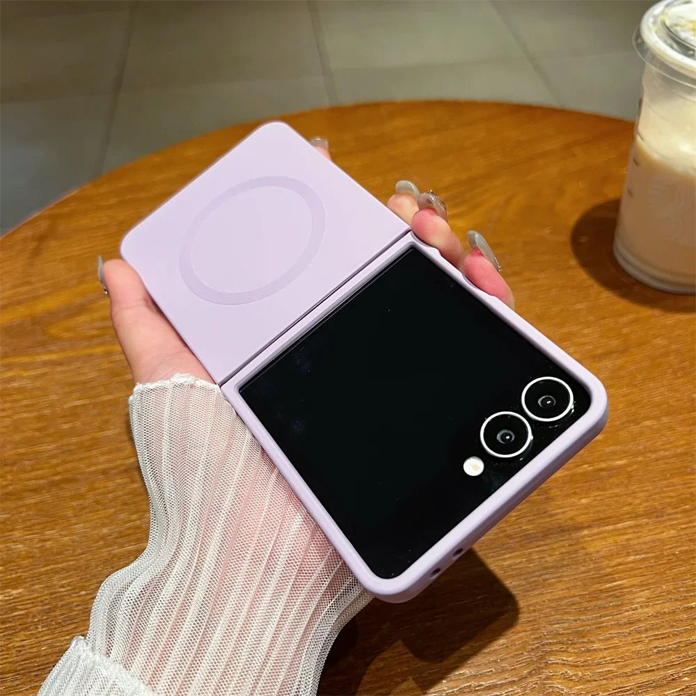 Liquid Silicone Soft Magnetic Phone Case for Samsung Galaxy Z Flip 7 6 5 4 3 5G Wireless Charging Shockproof Protection Cover