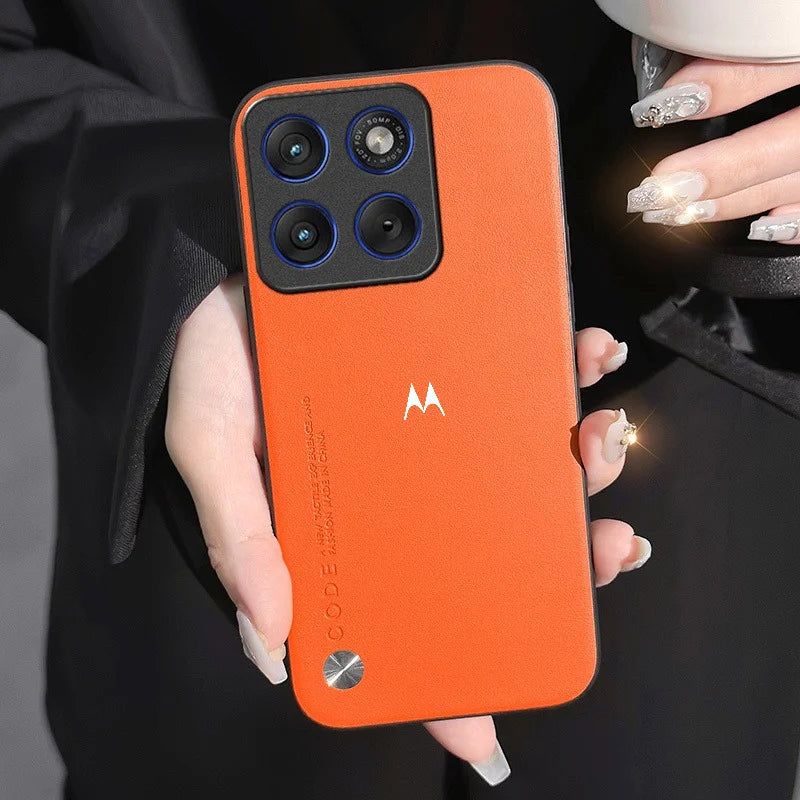Luxury Plain PU Leather Phone Case for Moto Signature Edge 70 Pro Fusion + 60 50 Neo G87 G77 G67 G57 G47 G37 G17 G86 Power Cover