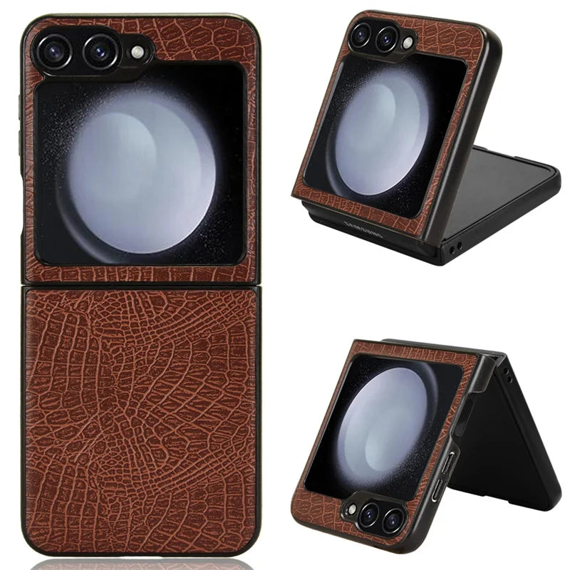 For Samsung Galaxy Z Flip 7 FE Case Luxury Crocodile pattern PU leather Case For Samsung Z Flip 7 FE Phone Case Back Cover