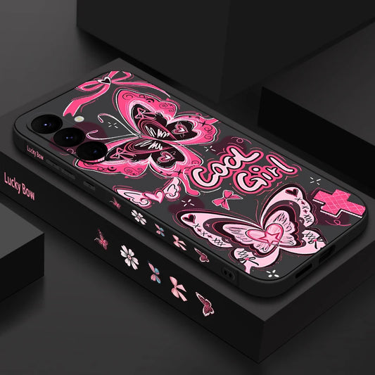 Cool Girl Butterfly Case For Samsung Galaxy S25 Edge S24 Ultra S23 S22 Plus S21 FE A15 A35 A55 A16 A54 A36 A56 A17 5G Capa Funda