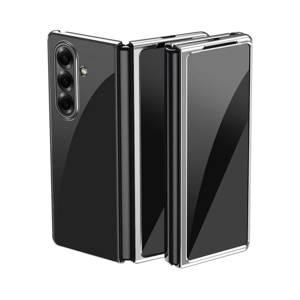 Luxury Electroplated Case For Samsung Galaxy Z Fold 7 6 5 4 3 5G Folding Screen Electroplated PC Transparent Protective Cover