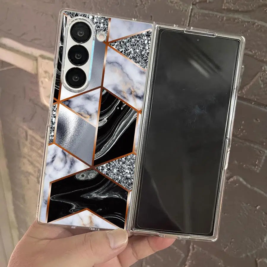 Case for Samsung Galaxy ZFold6 ZFold3 ZFold4 ZFold5 Z Fold 7 6 5 4 3 ZFold7 Transparent Soft Phone Cover Marble
