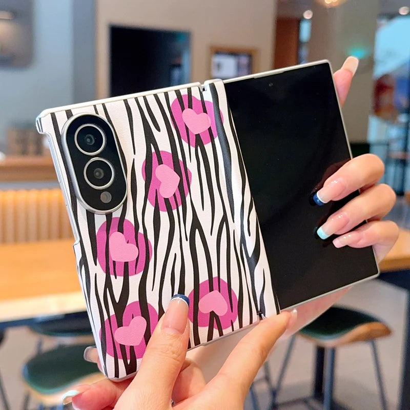 For Samsung Galaxy Z Fold 8 Wide Case Stylish Stand Unique Contrasting Color Texture Skin-friendly PU Leather Cover Shockproof