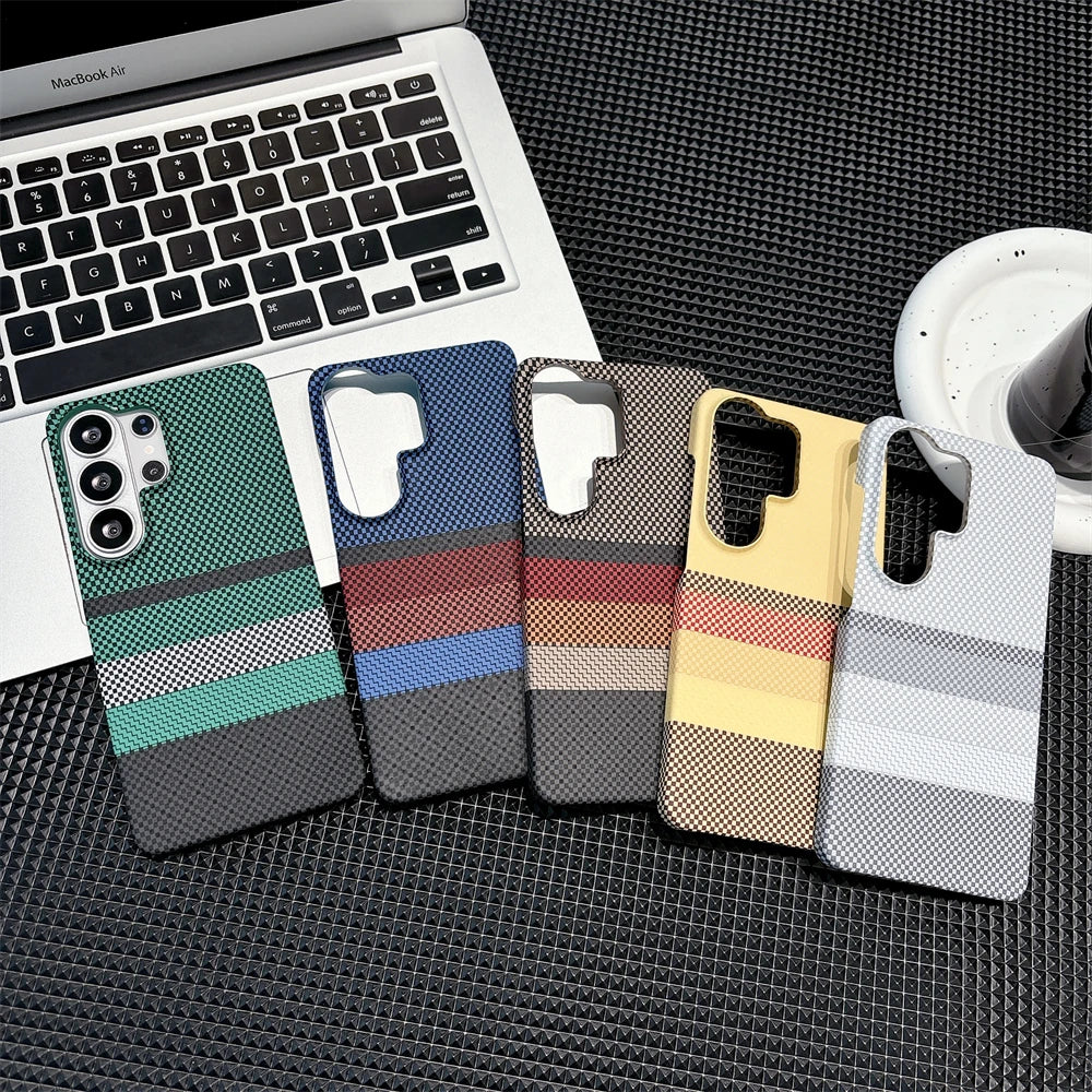 Luxury Carbon Fiber Wireless Charging For Magsafe Case for Samsung Galaxy S26 Ultra S26 Plus Alloy Lens Protection Hard Cover