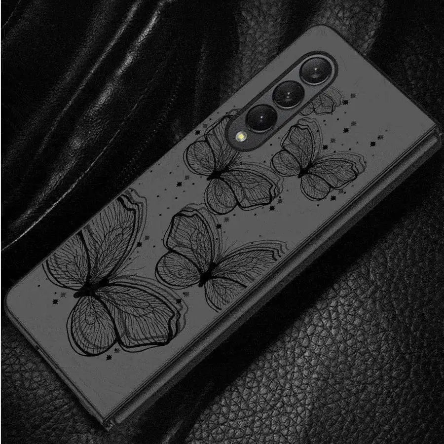 INS Retro Butterfly Cases for Samsung Galaxy Z Fold6 Z Fold3 ZFold4 Z Fold5 5G Z Fold4 5G Coque Bumper Shockproof Cover