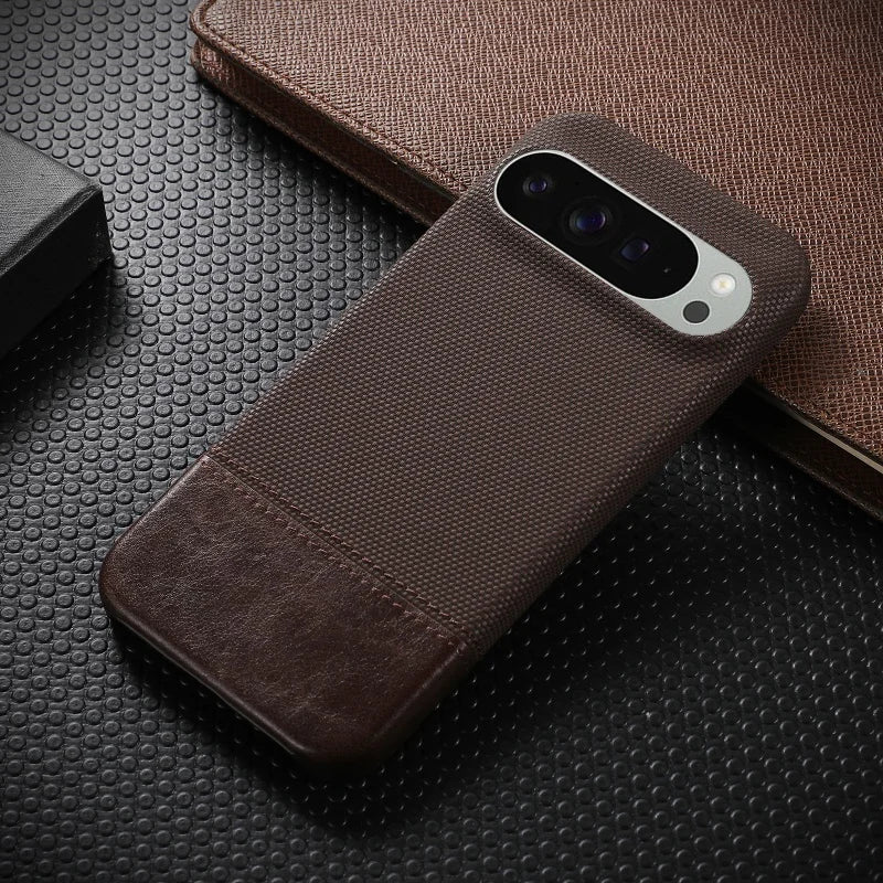 Retro Splice Armor Leather Shockproof Case For Google Pixel 10 9 8 Pro XL 10ProXL 9ProXL 8A Business Frameless Matte Fabric Capa
