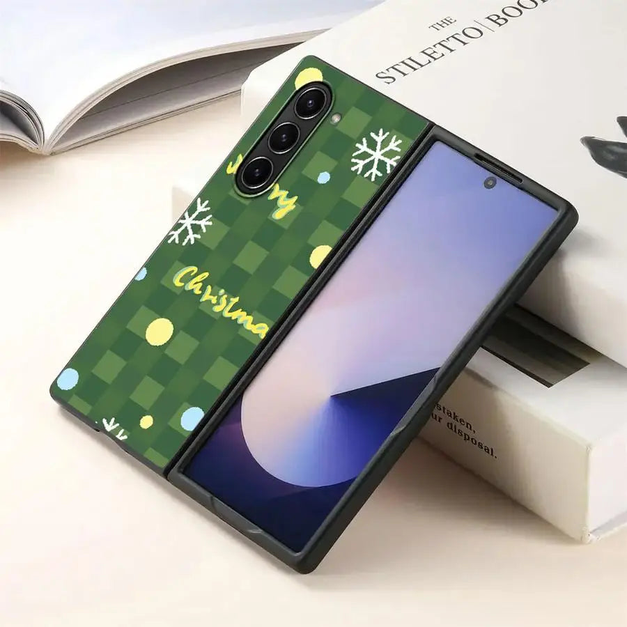 Back Phone Cover Case for Samsung Galaxy ZFold3 ZFold6 ZFold5 Z Fold 7 6 5 4 3 ZFold7 ZFold4 Christmas Cartoon Rabbit