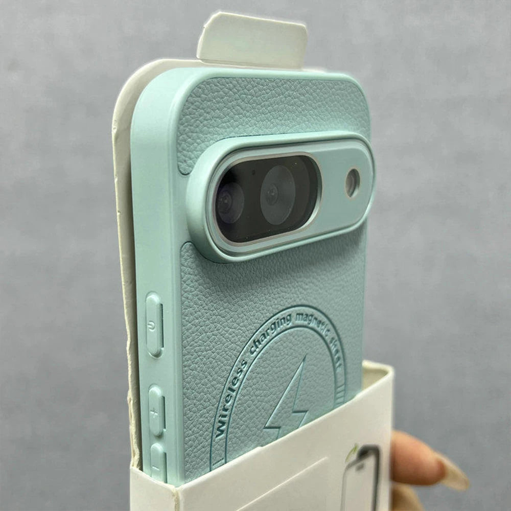 Original Embossed Lightning Leather Magnetic Phone Case For Google Pixel 8 9 10 11 Pro XL 10A 9A 8A For Magsafe Shockproof Cover