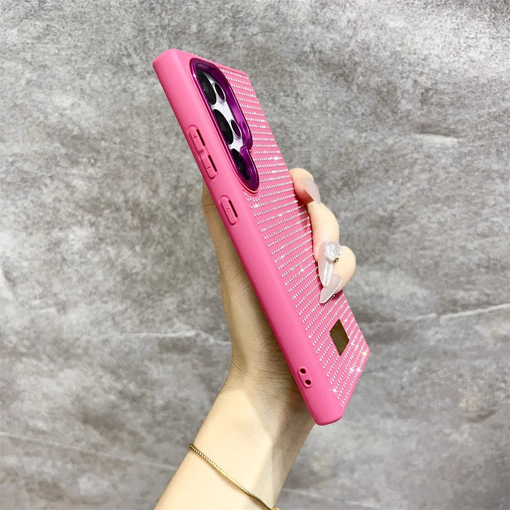 Luxury Girl Diamond Bling Glitter Phone Case for Samsung Galaxy S25 Ultra S24 S23 FE S22 S21 Plus A55 ZFLIP 6 High-grade Cover