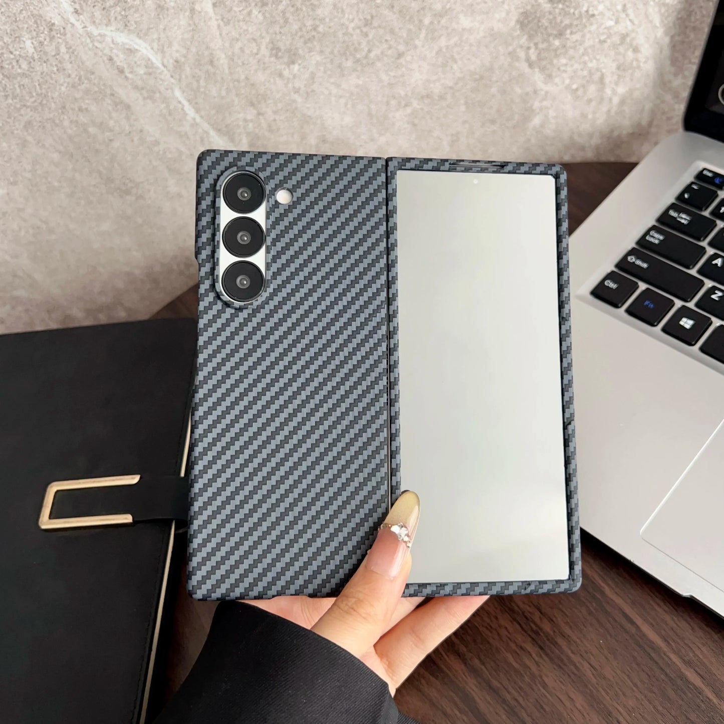 Carbon Fiber Magnetic Case For Samsung Galaxy Z Fold 6 5 4 3 For Magsafe Ultra Thin Wireless Charging Cover With Screen Film