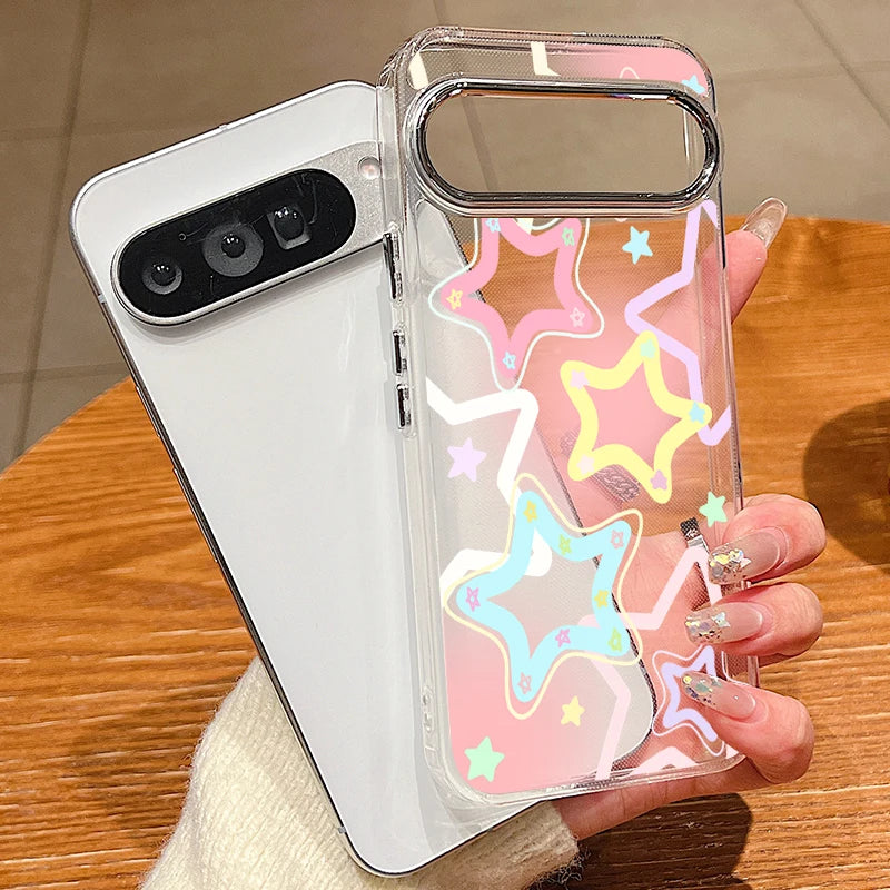 Stars Pattern Clear TPU Phone Case For Google Pixel 10 9 8 7 Pro Pixel 9 10 Pro XL 7A 8A 9A Shockproof Soft Silicone Back Cover