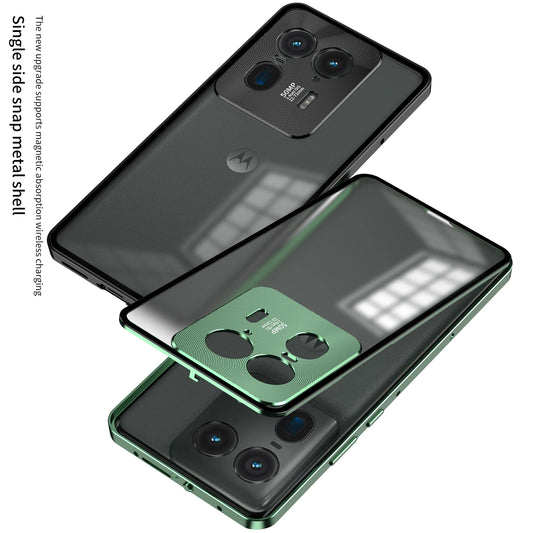 Metal Phone Case Elastic lock buckle For MOTO Edge 40 Pro 50 Ultra Plus 2023 Single sided Matte Clear Back Protect Cover cases