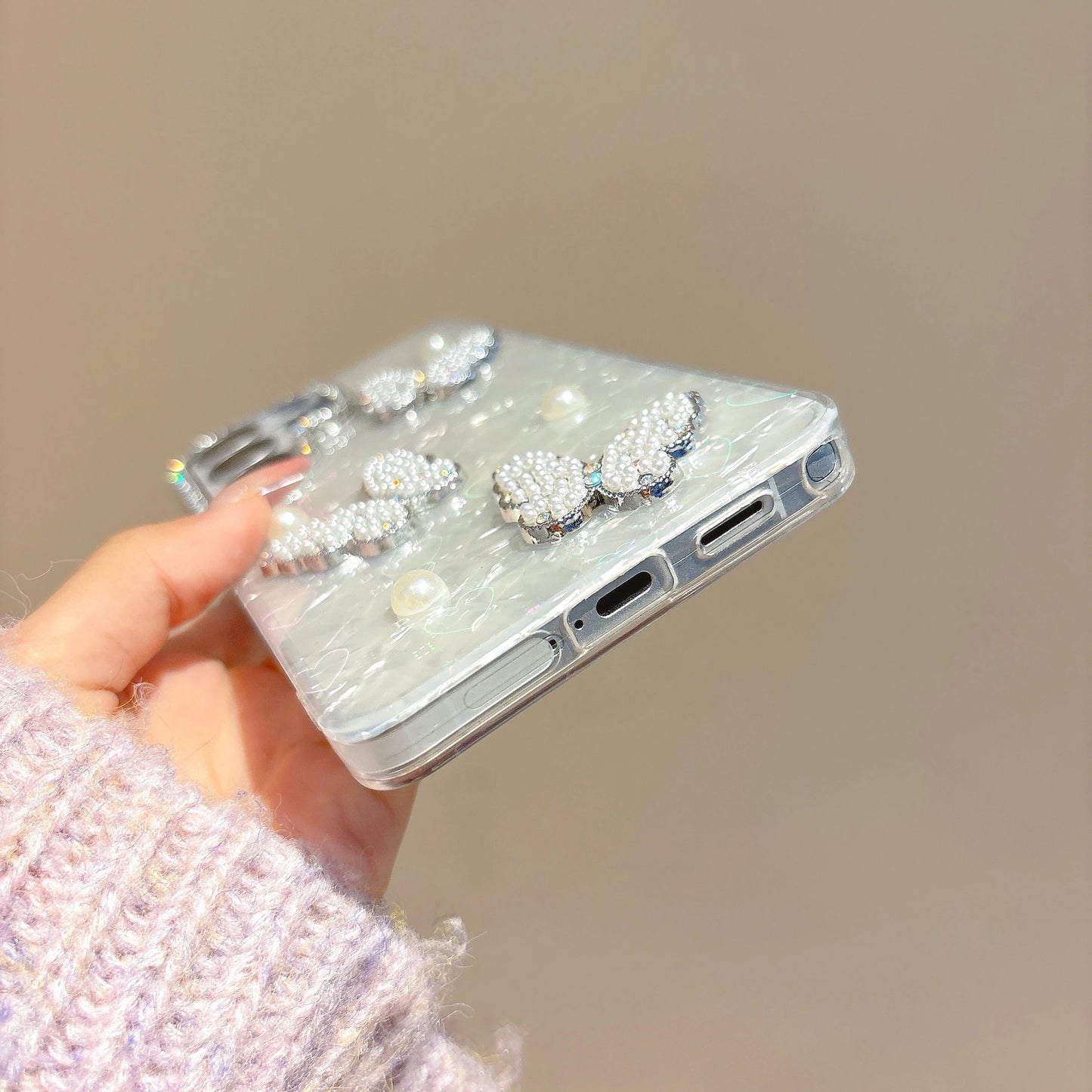 Pearl Butterfly Cover For Samsung Galaxy S26 S25 S24 S23 Ultra Plus FE Edge S26ULTRA Luxury Shining Love Heart Phone Case