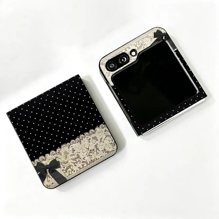 Case for Motorola Razr 70 50 70 Plus 60 Ultra 50/60 Back Phone Cover Luxury Funda Lace Polka Dot Bow