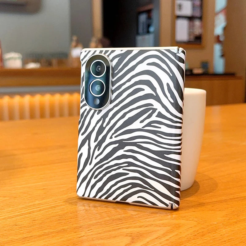 For Samsung Galaxy Z Fold 8 Wide Case Stylish Stand Unique Contrasting Color Texture Skin-friendly PU Leather Cover Shockproof