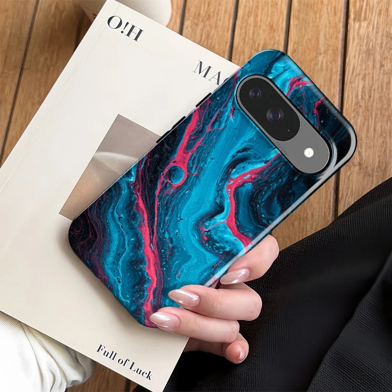 Fcicicase Acrylic Matte Phone Case For Google Pixel 10A 8A 7A 9 10 Pro XL 8 9 10 Pro Marble Painting Dual Layer Matte Cover