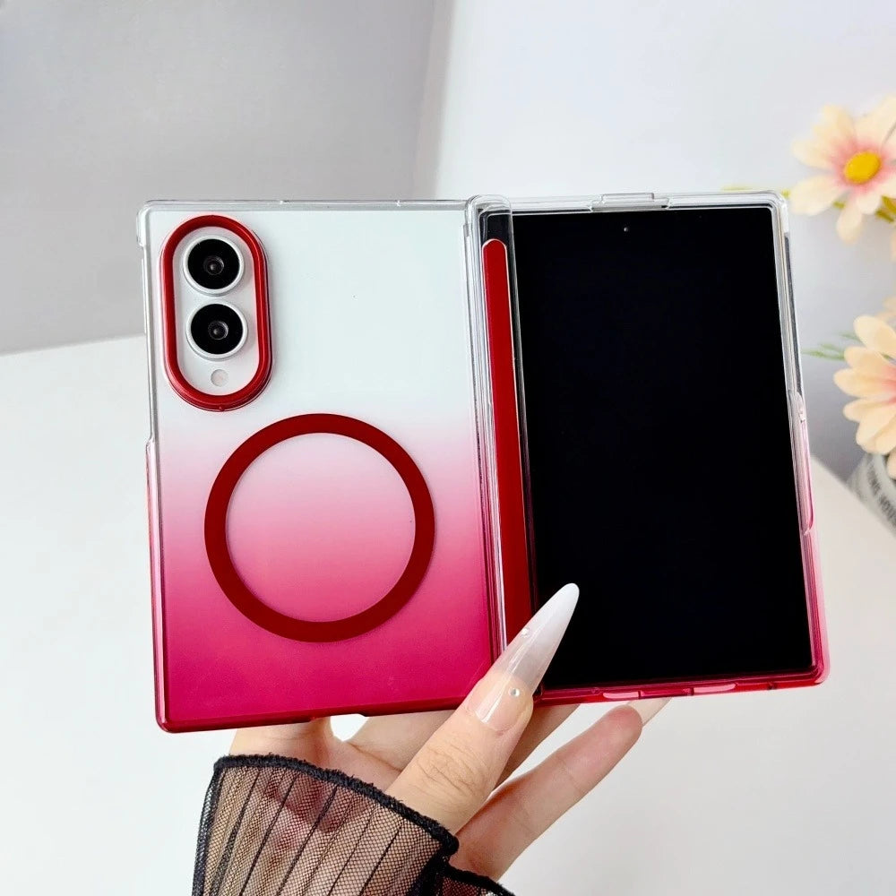 Luxury Gradient Color Clear Slim for Magsafe Case For Samsung Z Fold 8 Ultra 7 6 5 Fold8 Wide Ultra Thin Hinge Protection Cover