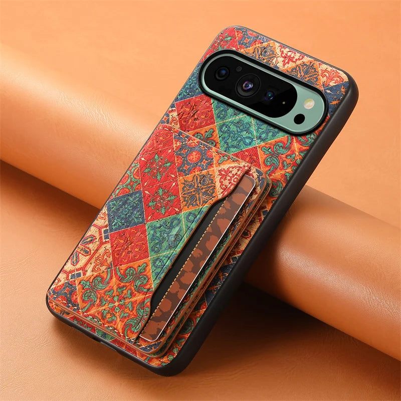 Flower Figure Leather Magnetic Wallet Phone Case For Google Pixel 10 9A 9Pro 8 8A 8Pro 7 7A 7Pro 6A 6Pro Card Holder Back Cover
