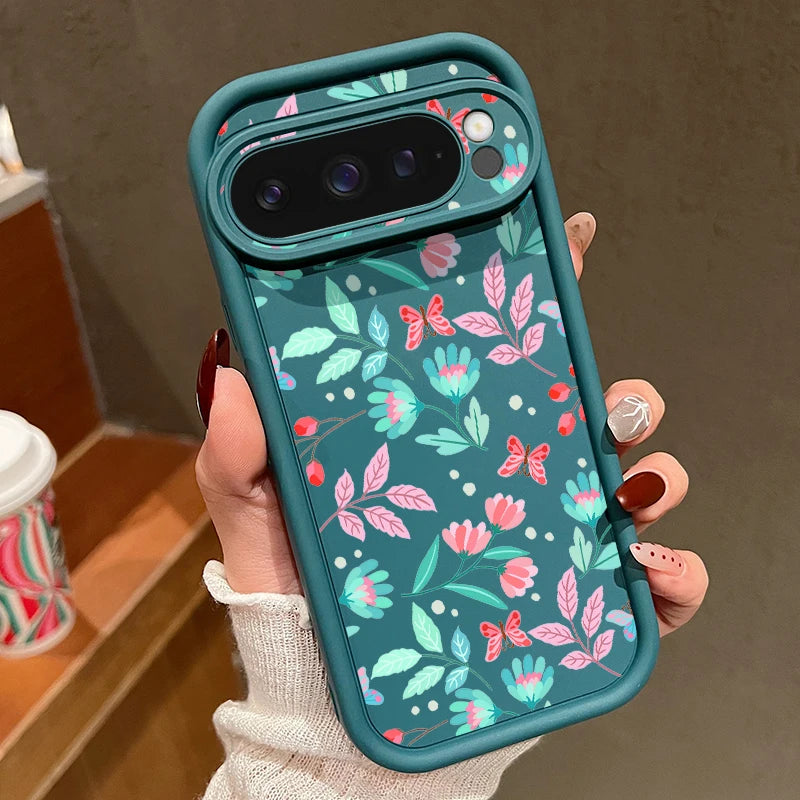 Shockproof Colorful Flower Soft TPU Case For Google Pixel 8 Pro 8A 7A Pixel 9 Pro XL Solid Color Phone Cover For Pixel 8 9 7 Pro