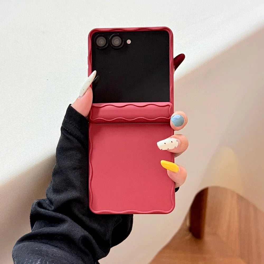 Luxury Matte Candy Color Wave Case for Samsung Galaxy Z Flip 7 6 5 Zflip Ultra Slim Shockproof Frosted Cover for Samsung Flip7