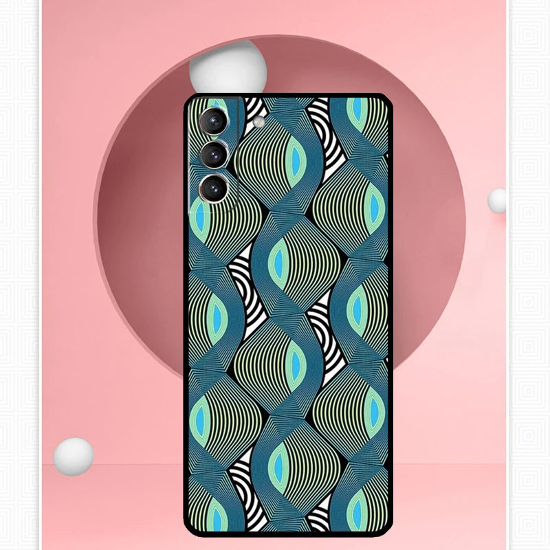 African Wax Pattern Fabric Case For Samsung Galaxy S24 S23 Ultra S22 S20 FE S21 FE Note 10 20 S8 S9 S10 Plus Cover