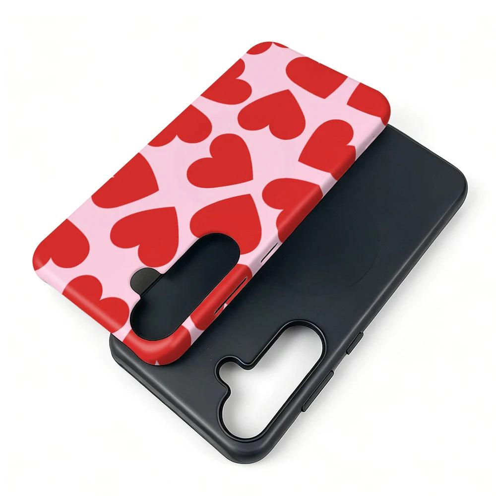 Magnetic Case For Samsung S26 S25 S24 S23 S22 S21 Plus Ultra 20 FE A15 A16 A26 A36 56 17 Love Heart 2 in 1 Phone Holder Cover